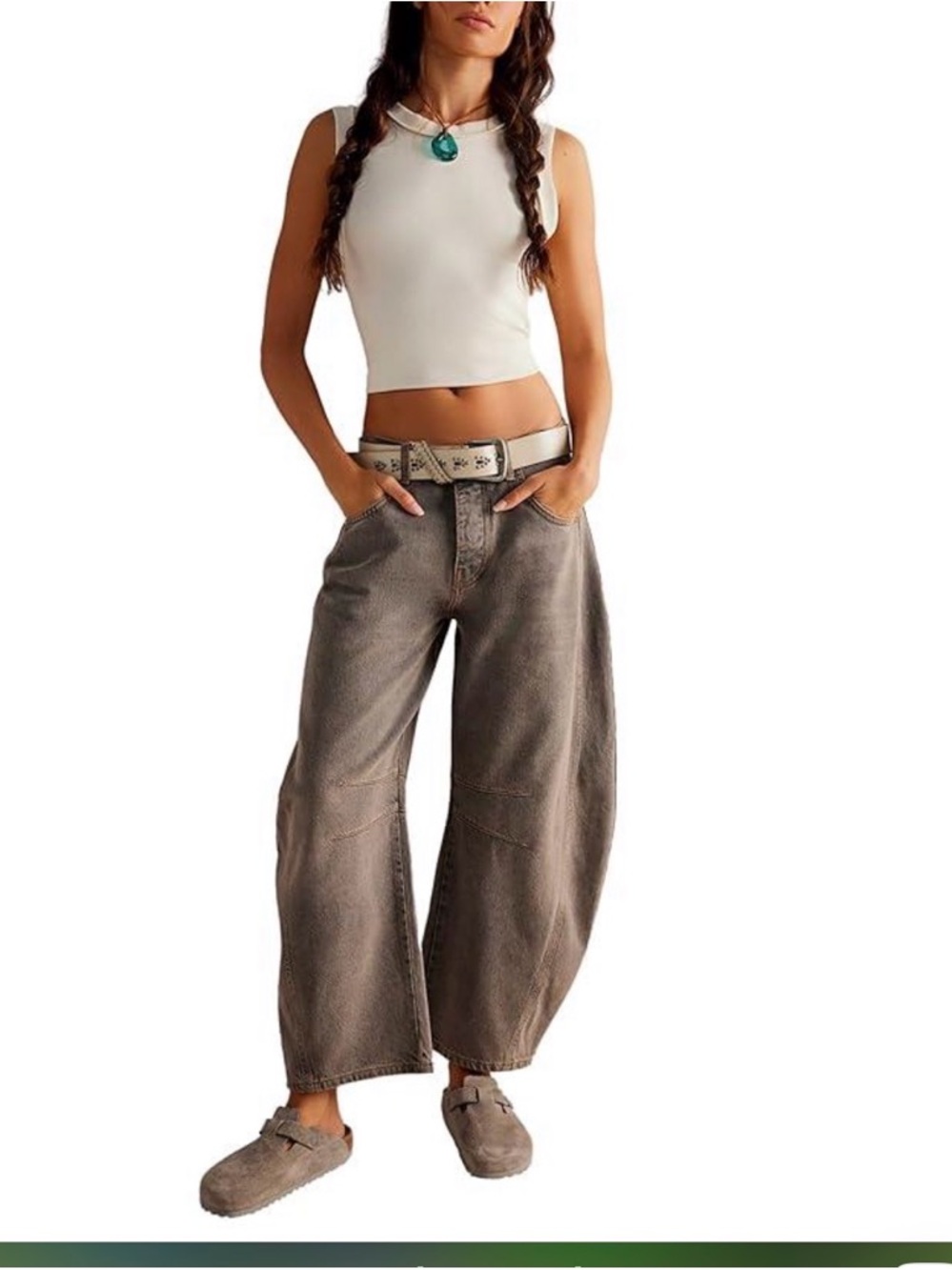 Wide Leg Washed Gray Denim Jeans